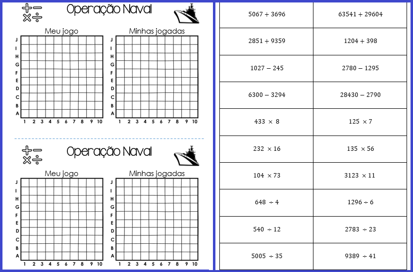 Jogos de Matemática: 4 operações